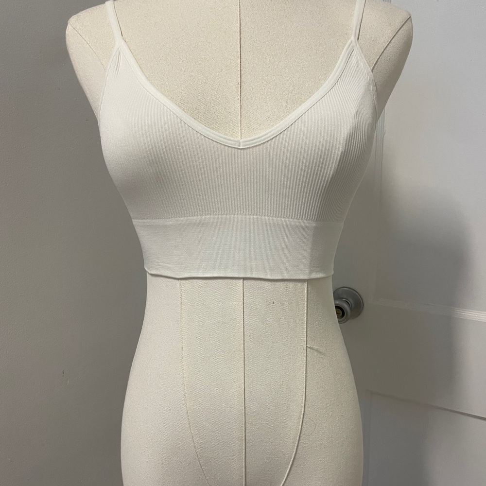 White Ribbed Crop Top/Bra